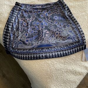Paisley Print Mini Skirt in Navy and Light Pink